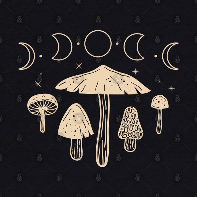 Cottagecore Mushroom Goblincore Moon Phases by uncommontee